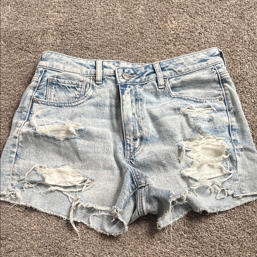 American Eagle Outfitters Ripped Light Blue Jean Shorts